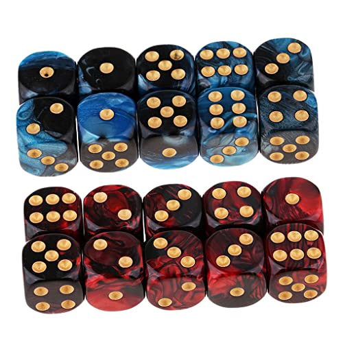 Yiotfandoll 20PCS Polyhedral Dice D6 Dice 16mm Acrylic 6 Sided Dice Game Dice for RPG MTG DND Dice Table Games Blue Black and Red Black - Image 1