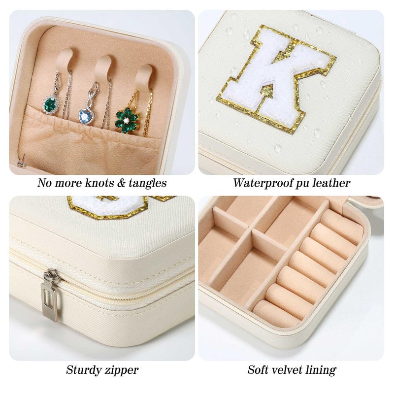 Parima Travel Jewelry Organizer For Women  Travel Jewelry Organizer | Necklace Organizer Earrings Organizer Ring Organizer | Jewelry Travel Organizer | Travel Gifts For Women - Letter S  White - Image 4