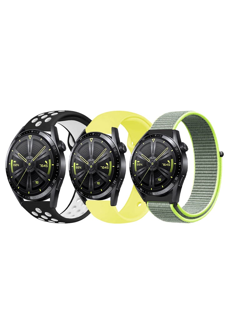 Perfii 3pcs Watchband Bundle Compatible with all Samsung, Huawei, Amazfit, Fitbit and Honor with 22mm band size - Image 1