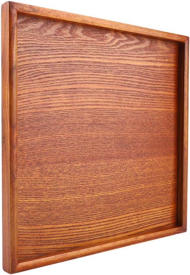 Pwshymi Versatile Solid Wood Tea Tray, Wooden Serving Platter with Raised Edges for Tea, Sushi, Dessert, Coffee Drinks, 22x22cm, for Sushi Restaurant Bar (30 * 30cm) - Image 2