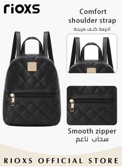 RIOXS Mini Backpack for Women, Classic Leather Backpack with Secured Zipper, Lightweight Waterproof Travel Backpack, Solid Casual Backpack, Perfect for One-day Tour or Everyday Use, 17*8*20cm  - Image 4