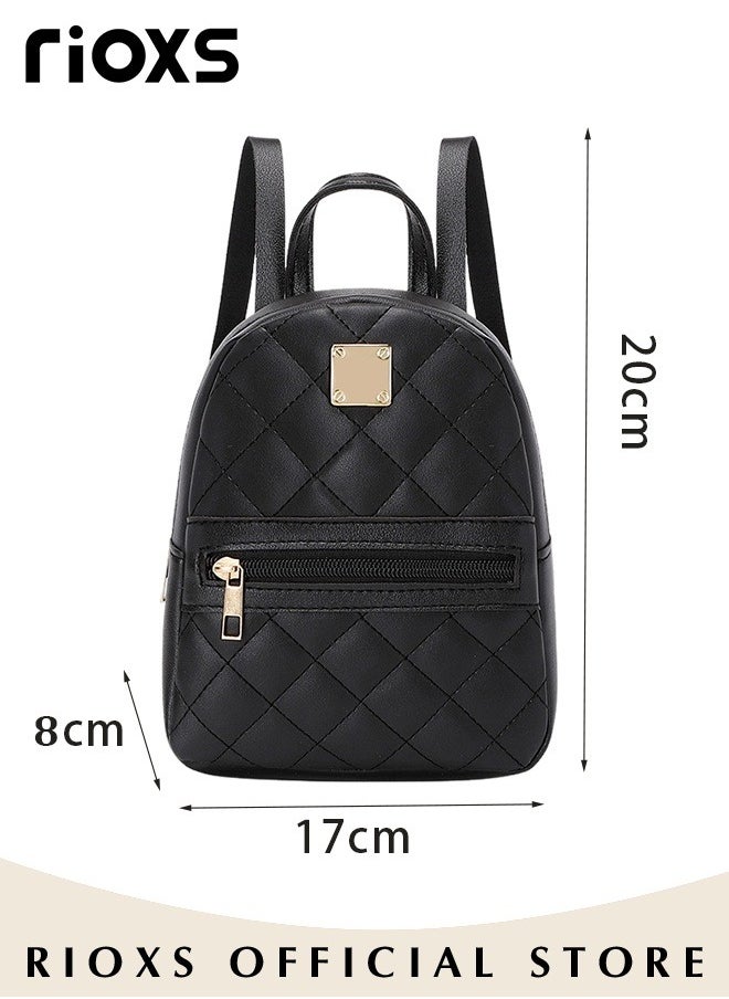 RIOXS - Mini Backpack for Women, Classic Leather Backpack with Secured Zipper, Lightweight Waterproof Travel Backpack, Solid Casual Backpack, Perfect for One-day Tour or Everyday Use, 17*8*20cm - Image 1