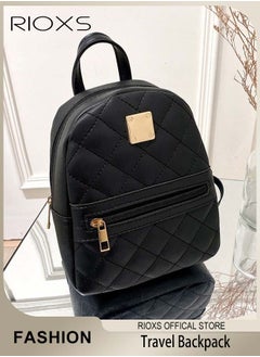 RIOXS Mini Backpack for Women, Classic Leather Backpack with Secured Zipper, Lightweight Waterproof Travel Backpack, Solid Casual Backpack, Perfect for One-day Tour or Everyday Use, 17*8*20cm  - Image 1