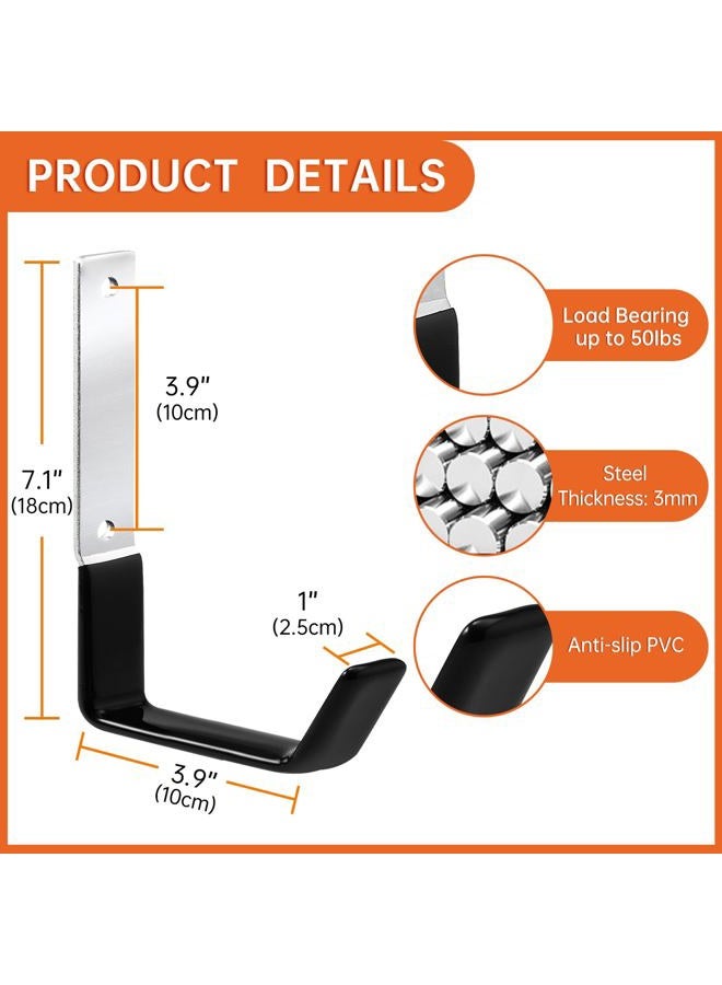 GeeWatom Heavy Duty Steel Hooks, 2-Pack, Anti-Slip PVC Coated, Holds Up to 50lbs, Ideal for Garage, Shed, Wall Mount - Image 2