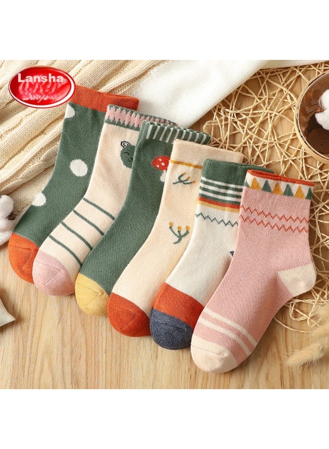 LANG SHA Langsha Children's Socks, Girls' Spring And Autumn Mid-calf Cotton Socks, Comfortable Breathable Student Socks, Cute Socks For Older Children, Durable Socks - Image 1