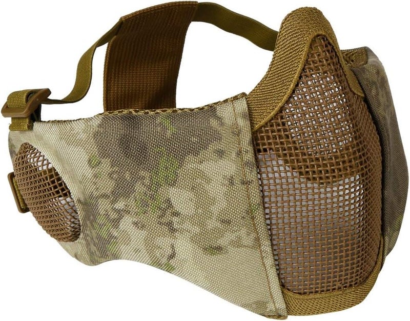 Aoutacc Foldable Airsoft Mesh Mask, Nylon Military Tactical Half Face Mesh Masks with Ear Cover Protection Adjustable CS Protective Lower Guardfor Mask CS Hunting Paintball Shooting - Image 1