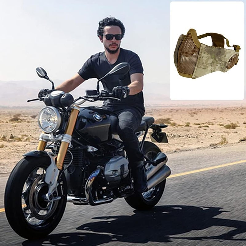 Aoutacc Foldable Airsoft Mesh Mask, Nylon Military Tactical Half Face Mesh Masks with Ear Cover Protection Adjustable CS Protective Lower Guardfor Mask CS Hunting Paintball Shooting - Image 5