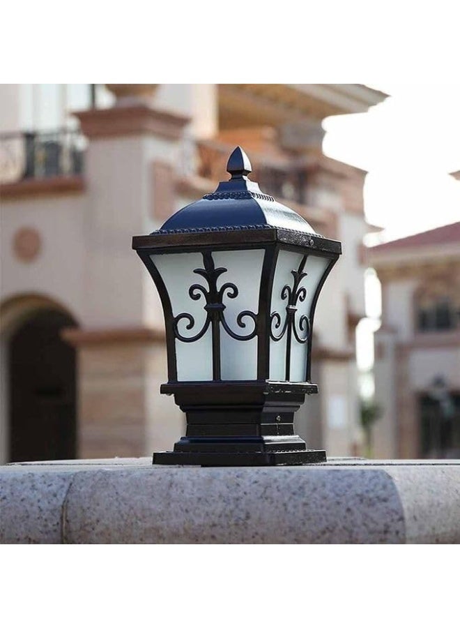 Garden Lantern, Outdoor Pillar Light, Black, 38cm x 18.5cm x 15cm, Pathway and Patio Lighting - Image 2