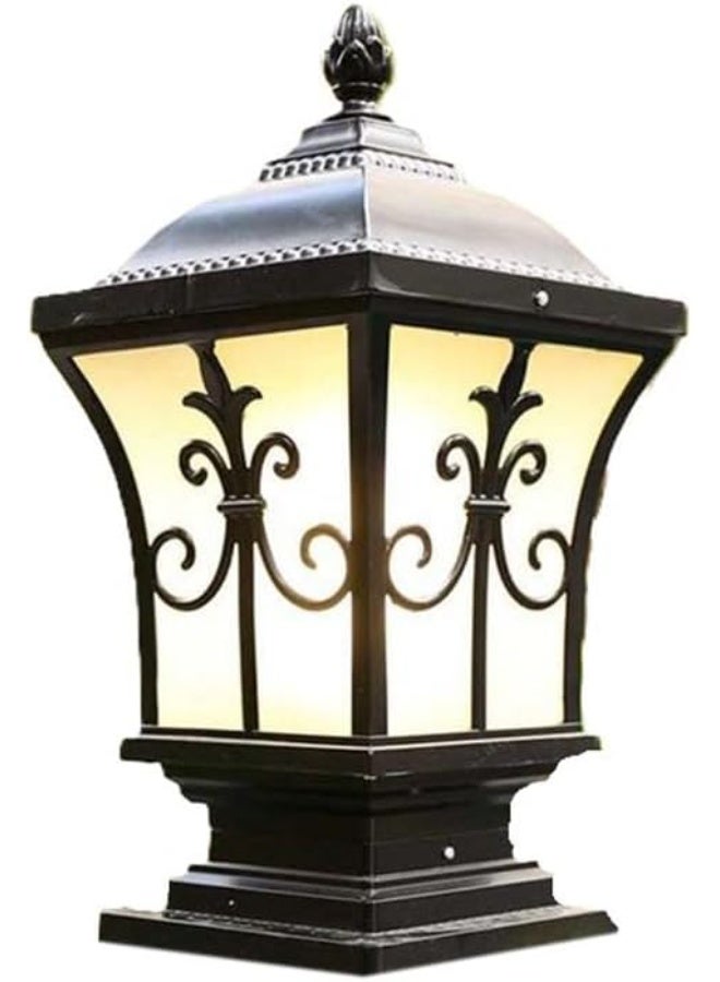Garden Lantern, Outdoor Pillar Light, Black, 38cm x 18.5cm x 15cm, Pathway and Patio Lighting - Image 3