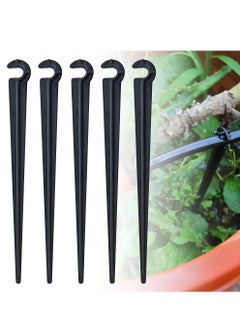 SYOSI 100 Pack Irrigation Drip Support Stakes, 1/4 Inch Tubing Hose Holder Plastic Ground Securing Pegs C Shape Irrigation Support Stakes for Drip Irrigation Garden Watering Pipe and Garden Supplies  - Image 1