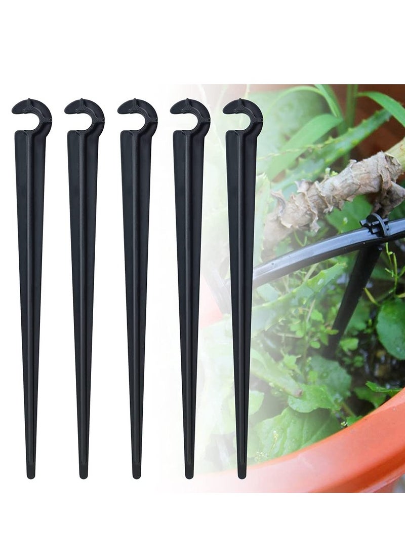 SYOSI 100 Pack Irrigation Drip Support Stakes, 1/4 Inch Tubing Hose Holder Plastic Ground Securing Pegs C Shape Irrigation Support Stakes for Drip Irrigation Garden Watering Pipe and Garden Supplies - Image 1