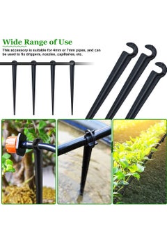 SYOSI 100 Pack Irrigation Drip Support Stakes, 1/4 Inch Tubing Hose Holder Plastic Ground Securing Pegs C Shape Irrigation Support Stakes for Drip Irrigation Garden Watering Pipe and Garden Supplies  - Image 5