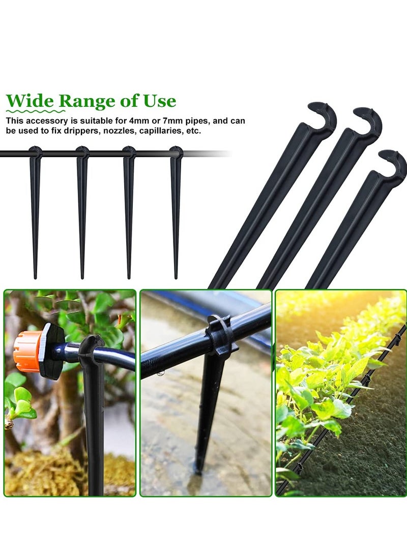SYOSI 100 Pack Irrigation Drip Support Stakes, 1/4 Inch Tubing Hose Holder Plastic Ground Securing Pegs C Shape Irrigation Support Stakes for Drip Irrigation Garden Watering Pipe and Garden Supplies - Image 5