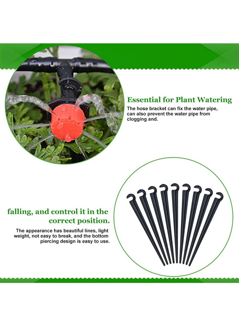 SYOSI 100 Pack Irrigation Drip Support Stakes, 1/4 Inch Tubing Hose Holder Plastic Ground Securing Pegs C Shape Irrigation Support Stakes for Drip Irrigation Garden Watering Pipe and Garden Supplies - Image 4