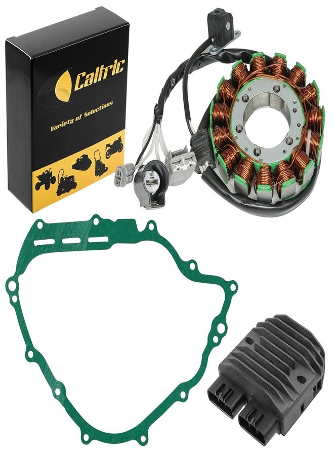 Caltric Stator And Regulator Rectifier and Gasket Compatible with Yamaha Rhino 700 | FI | Hunter | Special | Sport | Ducks | 2008-2013 5B4-81410-00-00 1D7-81960-01-00 3B4-15451-00-00 - Image 1