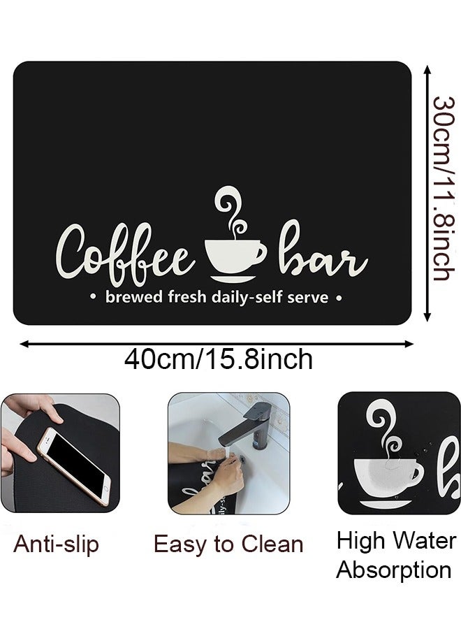 Farahom Coffee Mat, Anti-slip Rubber Backed Coffee Bar Mat, Hide Stain Absorbent Drying Mat for Coffee Maker, Espresso Machine, Coffee Pot, Waterproof Dish Mat for Kitchen Counter, Black 16"x12"  - Image 5