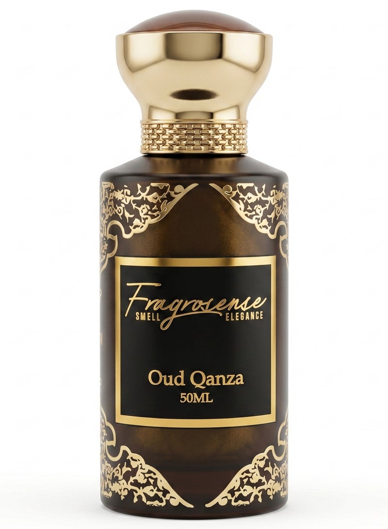 Fragrosense عطر عود قنزا للجنسين 50 مل، عطر عود طويل الأمد، رائحة خشبية دافئة غنية وفاخرة، عطر مميز للرجال والنساء - Image 1