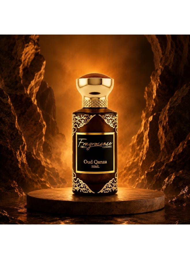 Fragrosense عطر عود قنزا للجنسين 50 مل، عطر عود طويل الأمد، رائحة خشبية دافئة غنية وفاخرة، عطر مميز للرجال والنساء - Image 3