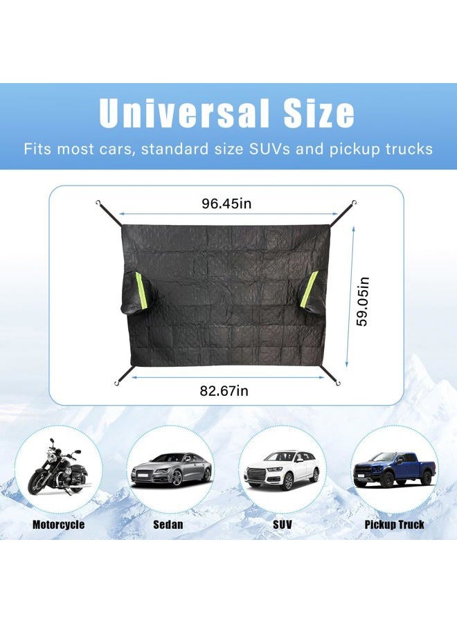 Dickno Car Windshield Snow Cover, 5 Layers Magnetic Auto Windshield Protector with Side Mirror Covers, Universal Weatherproof Winter Exterior Accessories for Most Vehicles (Black) - Image 2