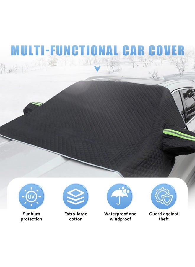 Dickno Car Windshield Snow Cover, 5 Layers Magnetic Auto Windshield Protector with Side Mirror Covers, Universal Weatherproof Winter Exterior Accessories for Most Vehicles (Black) - Image 3