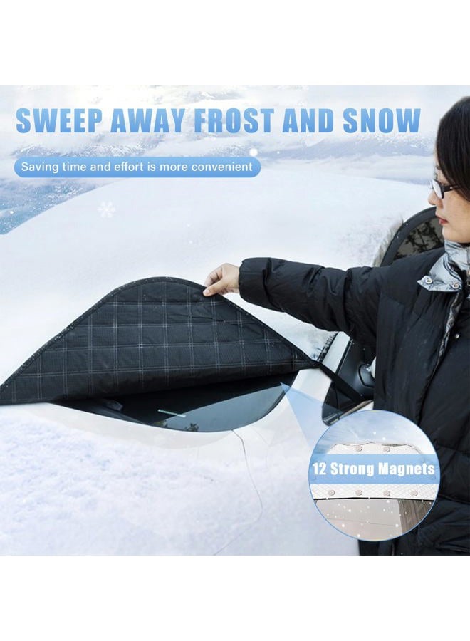 Dickno Car Windshield Snow Cover, 5 Layers Magnetic Auto Windshield Protector with Side Mirror Covers, Universal Weatherproof Winter Exterior Accessories for Most Vehicles (Black) - Image 5