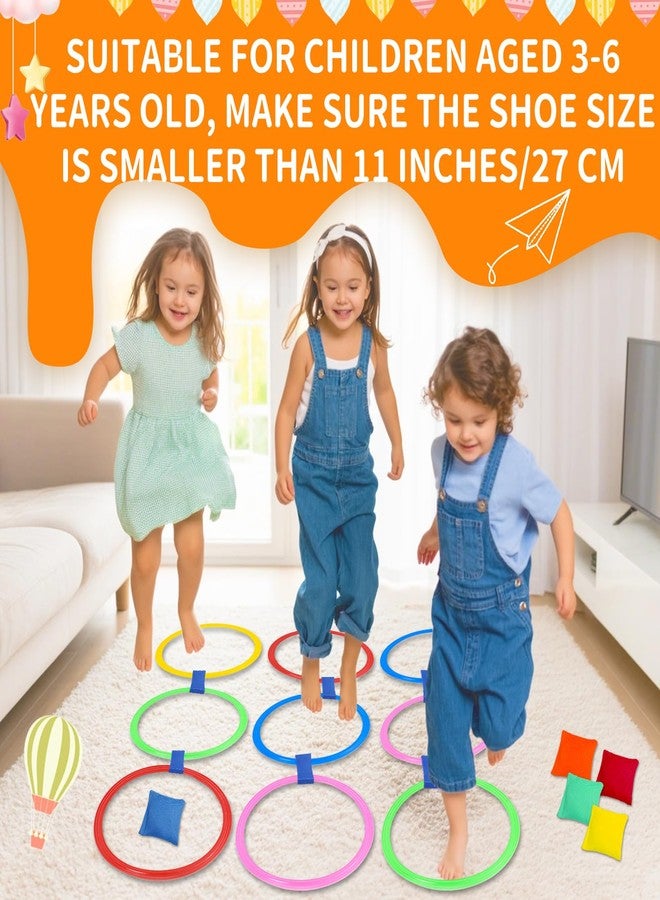 Cabaubl 2 in 1 Hopscotch and Bean Bag Toss Set, Hopscotch Ring Game, Bean Bag Toss Game,10 Multi-Colored Plastic Rings and 10 Connectors for Indoor Outdoor Balance Agility Training Obstacle Course - Image 5