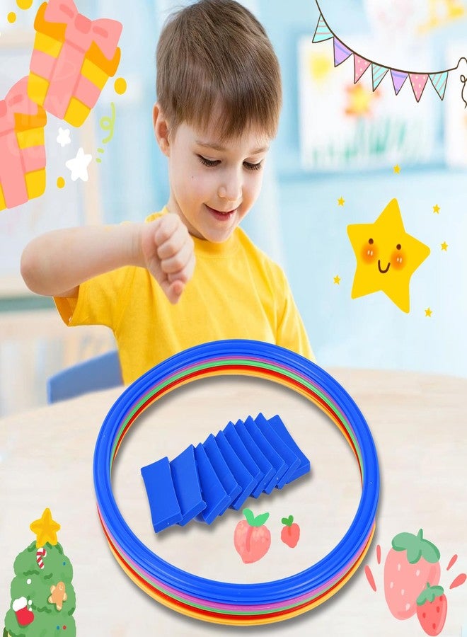 Cabaubl 2 in 1 Hopscotch and Bean Bag Toss Set, Hopscotch Ring Game, Bean Bag Toss Game,10 Multi-Colored Plastic Rings and 10 Connectors for Indoor Outdoor Balance Agility Training Obstacle Course - Image 3
