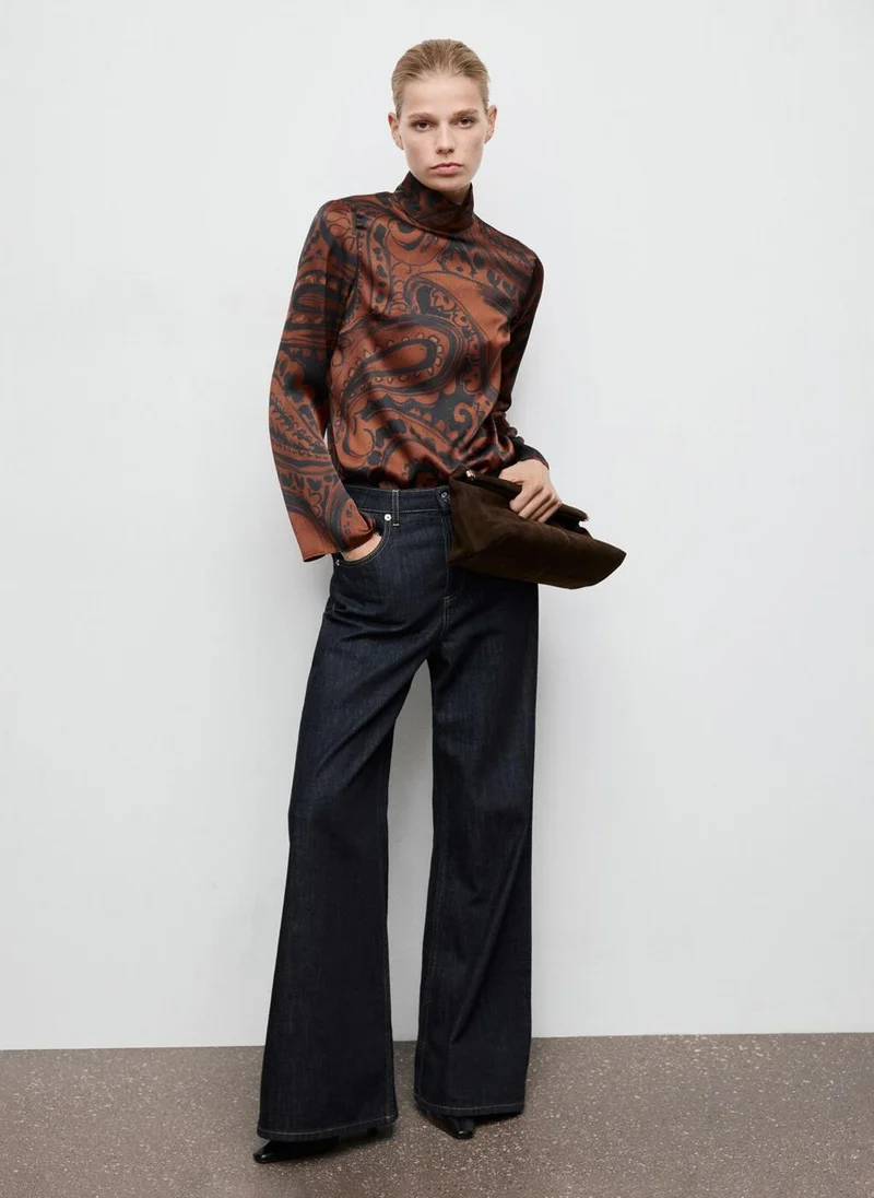 مانجو بلوزة ساتان بطبعة بيزلي