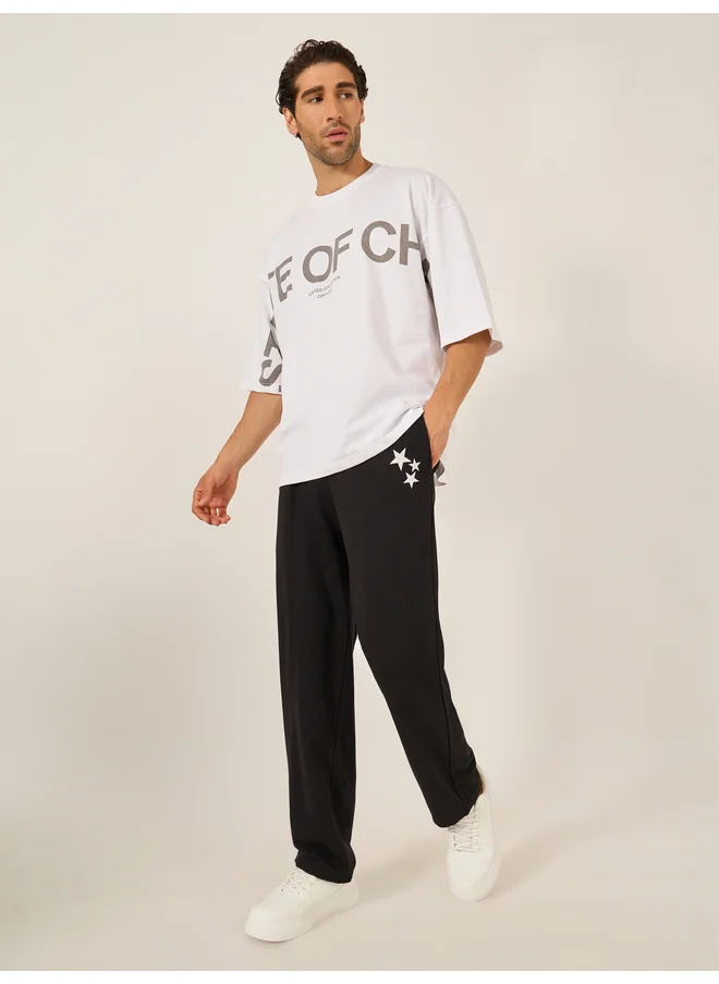 Styli Styli Mid Rise Printed Relaxed Fit Terry Joggers