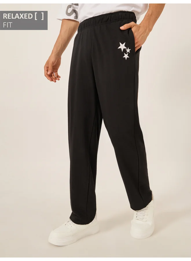 Styli Styli Mid Rise Printed Relaxed Fit Terry Joggers