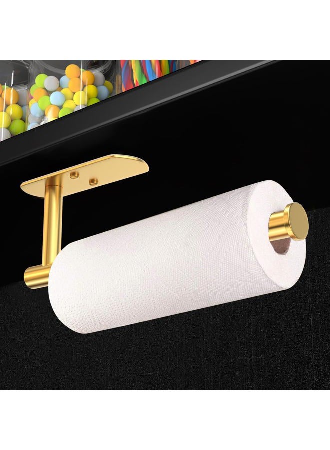 VAEHOLD Self Adhesive Paper Towel Holder Under Cabinet Mount, Wall Mounted Paper Towel Roll Holder for Kitchen, Bathroom, Wall - SUS304 Stainless Steel (Gold) - Image 2