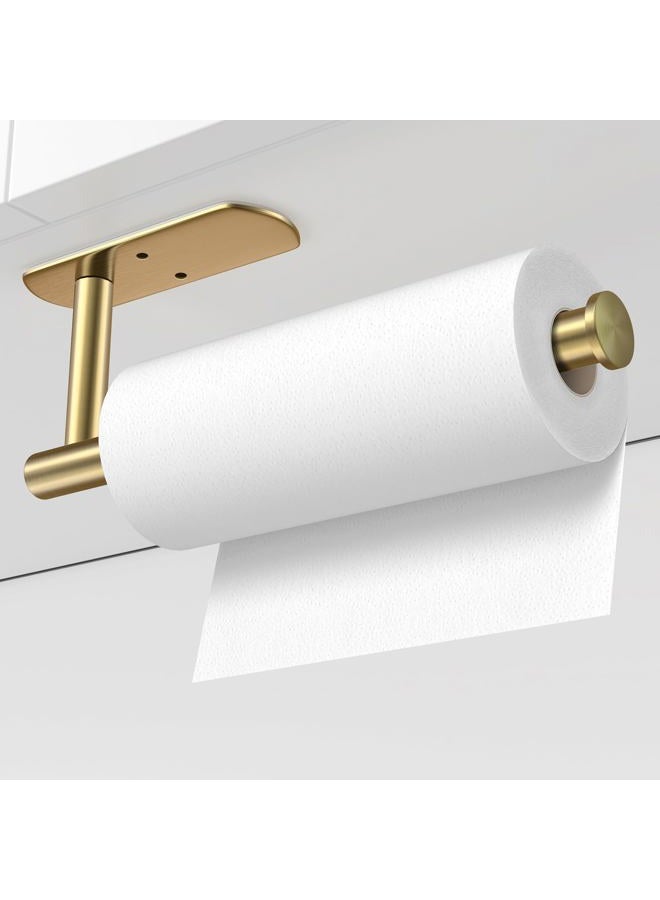 VAEHOLD Self Adhesive Paper Towel Holder Under Cabinet Mount, Wall Mounted Paper Towel Roll Holder for Kitchen, Bathroom, Wall - SUS304 Stainless Steel (Gold) - Image 3