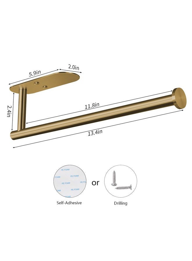VAEHOLD Self Adhesive Paper Towel Holder Under Cabinet Mount, Wall Mounted Paper Towel Roll Holder for Kitchen, Bathroom, Wall - SUS304 Stainless Steel (Gold) - Image 5