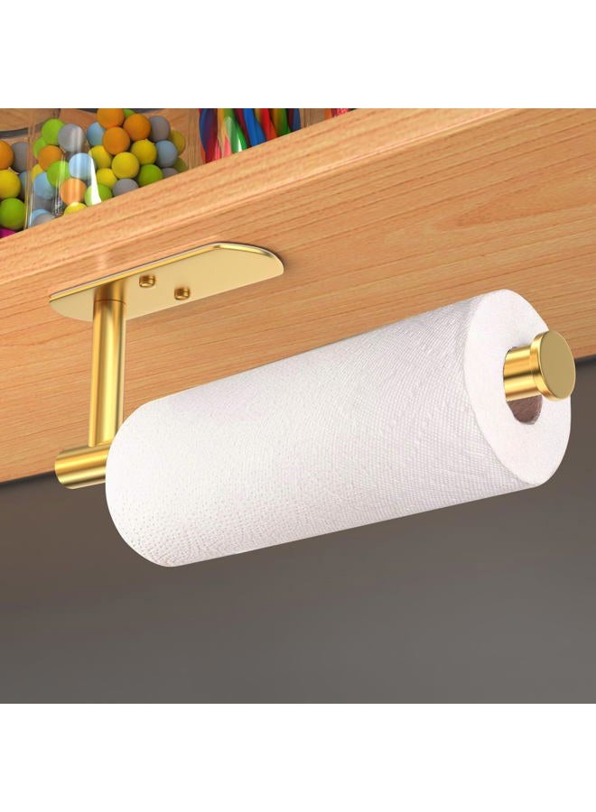 VAEHOLD Self Adhesive Paper Towel Holder Under Cabinet Mount, Wall Mounted Paper Towel Roll Holder for Kitchen, Bathroom, Wall - SUS304 Stainless Steel (Gold) - Image 4