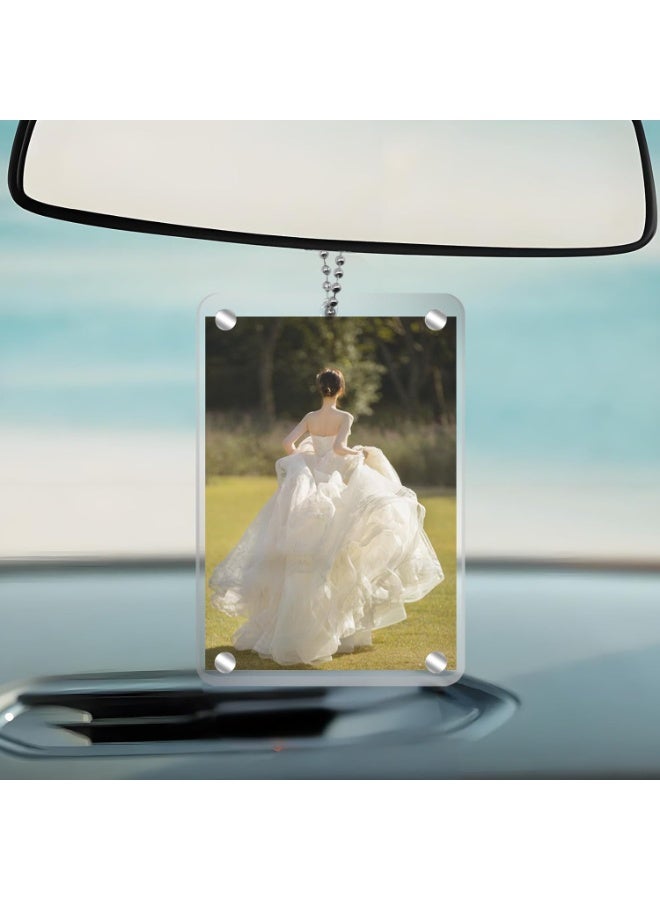 2 Pcs Car Hanging Photo Holder, Universal Magnetic Picture Frame, Acrylic Transparent Rear View Mirror Accessories and Ornaments, Personalized Car Decor for Men Women, Unique Gift Idea for Dad - Image 2