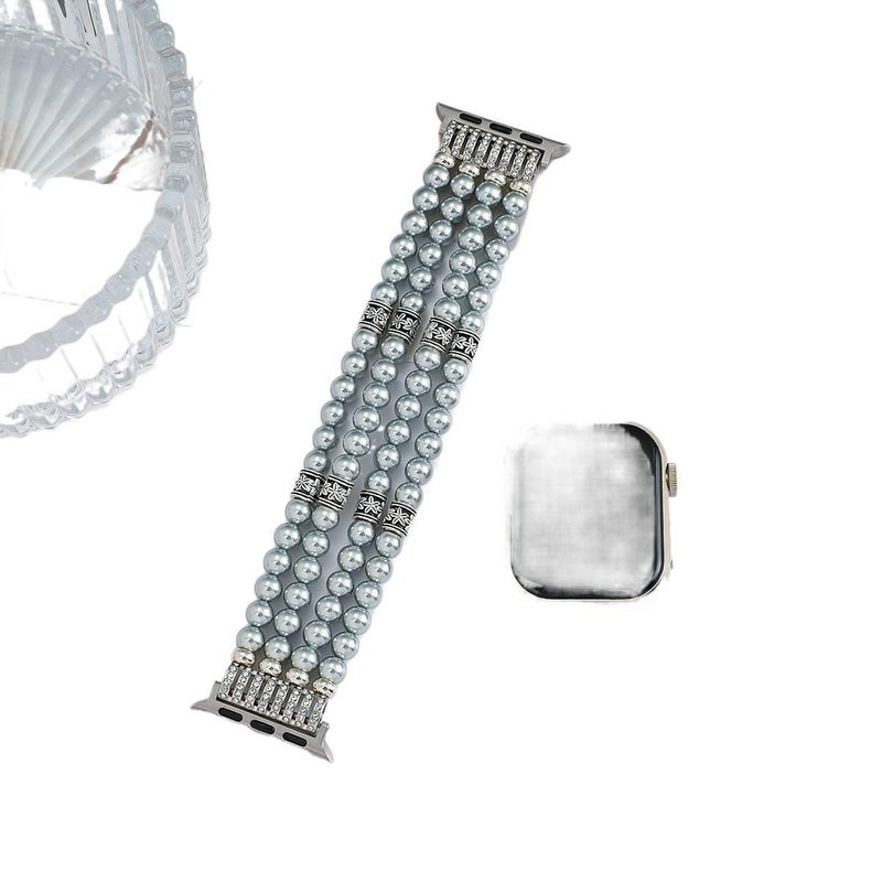 AD سوار ساعة ذكية سوار راتنج متوافق مع Apple Watch بملاءمة قابلة للتعديل وحزام بديل للاستخدام اليومي باللون فضي قابل للتعديل باللون الفضي - Image 1
