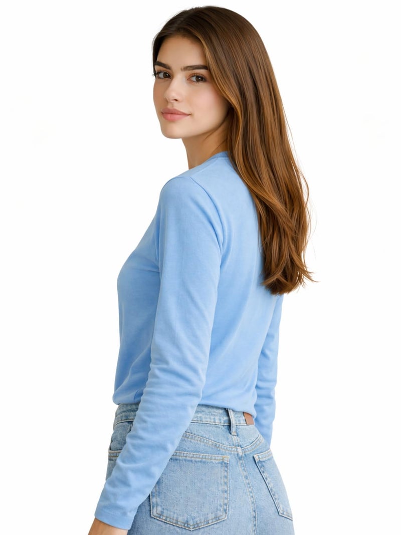 JUNEBERRY® Pure Cotton Round Neck Regular Fit Core Fashion Solid Full Sleeve T-Shirt for Women & Girls (JB_FS_REG_DC_M) - Image 4