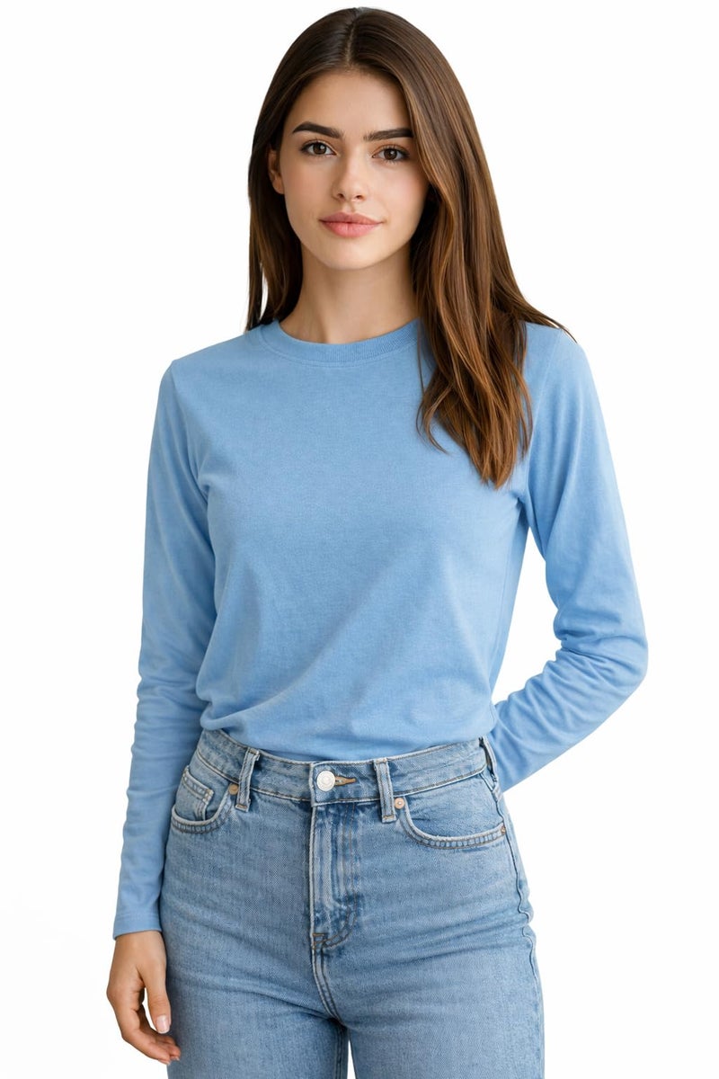 JUNEBERRY® Pure Cotton Round Neck Regular Fit Core Fashion Solid Full Sleeve T-Shirt for Women & Girls (JB_FS_REG_DC_M) - Image 2