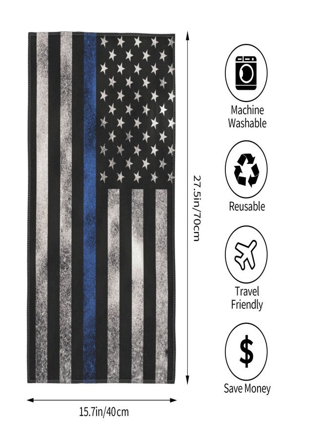 VARUN Long Hand Towels Wood Thin Blue Line Flag American Police Flag Ultra Soft Towel Absorbent Luxury Towels for Bathroom Hotel Gym and Spa 27.5x15.7in - Image 3