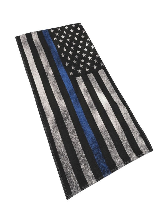 VARUN Long Hand Towels Wood Thin Blue Line Flag American Police Flag Ultra Soft Towel Absorbent Luxury Towels for Bathroom Hotel Gym and Spa 27.5x15.7in - Image 2