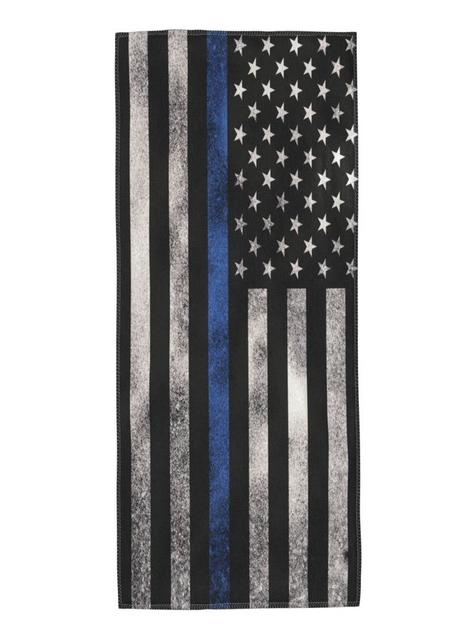 VARUN Long Hand Towels Wood Thin Blue Line Flag American Police Flag Ultra Soft Towel Absorbent Luxury Towels for Bathroom Hotel Gym and Spa 27.5x15.7in - Image 1