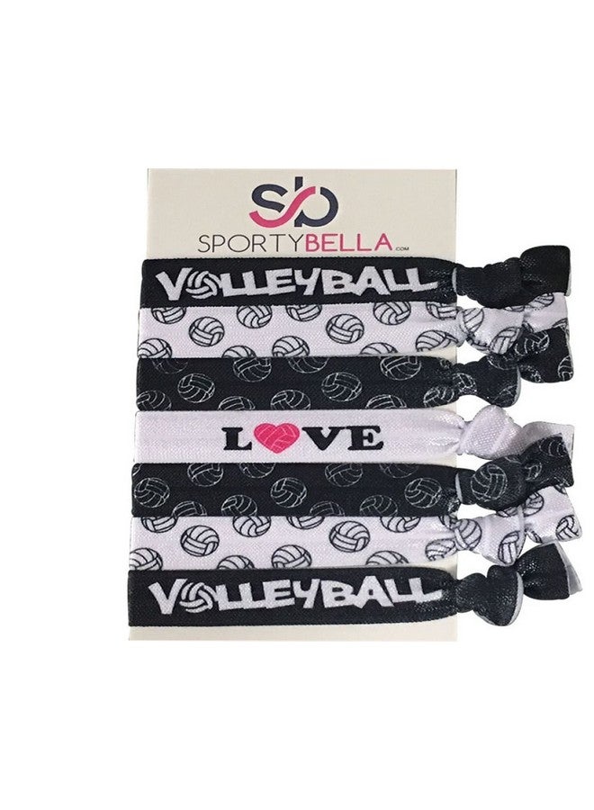 إنفينيتي كوليكشن ربطات شعر رياضية للكرة الطائرة من سبورتيبيلا، إكسسوارات شعر للكرة الطائرة للفتيات. شعر مطاطي للفتيات بدون تجاعيد مع تصميم حب الكرة الطائرة. ربطات شعر مطاطية للفتيات لألعاب الكرة الطائرة 7 قطع. - Image 1