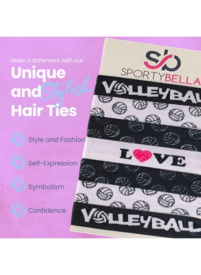 إنفينيتي كوليكشن ربطات شعر رياضية للكرة الطائرة من سبورتيبيلا، إكسسوارات شعر للكرة الطائرة للفتيات. شعر مطاطي للفتيات بدون تجاعيد مع تصميم حب الكرة الطائرة. ربطات شعر مطاطية للفتيات لألعاب الكرة الطائرة 7 قطع. - Image 2