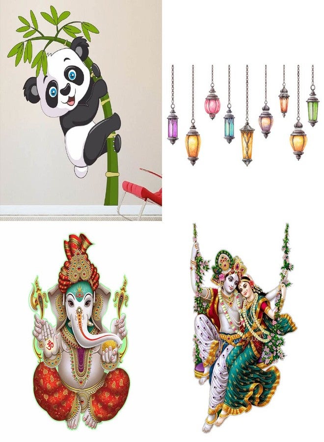 Merical Baby Panda, Ekdant, Radhamadhav Jhula, Hanging Lamp Wall Decor Stickers for Living Room, Hall, Bed Room and Mandir. - Image 1