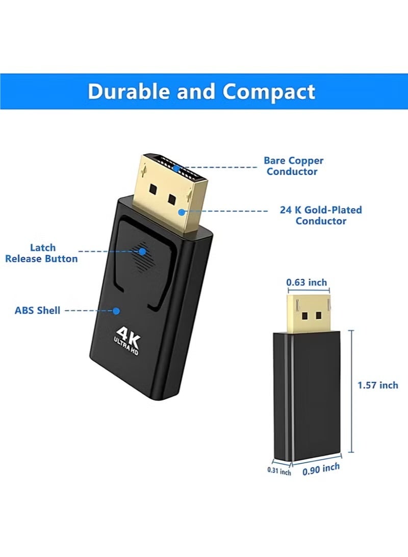 محول DisplayPort إلى HDMI بدقة 4K، عبوتان، محول أحادي الاتجاه من DP إلى HDMI للشاشات، من DisplayPort ذكر إلى HDMI أنثى، متوافق مع Lenovo وDell وHP وغيرها من العلامات التجارية - Image 4