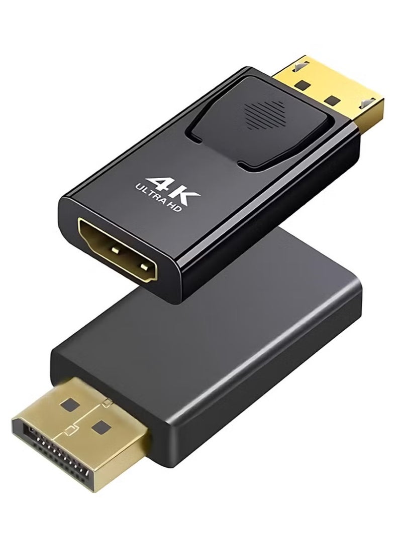 محول DisplayPort إلى HDMI بدقة 4K، عبوتان، محول أحادي الاتجاه من DP إلى HDMI للشاشات، من DisplayPort ذكر إلى HDMI أنثى، متوافق مع Lenovo وDell وHP وغيرها من العلامات التجارية - Image 1