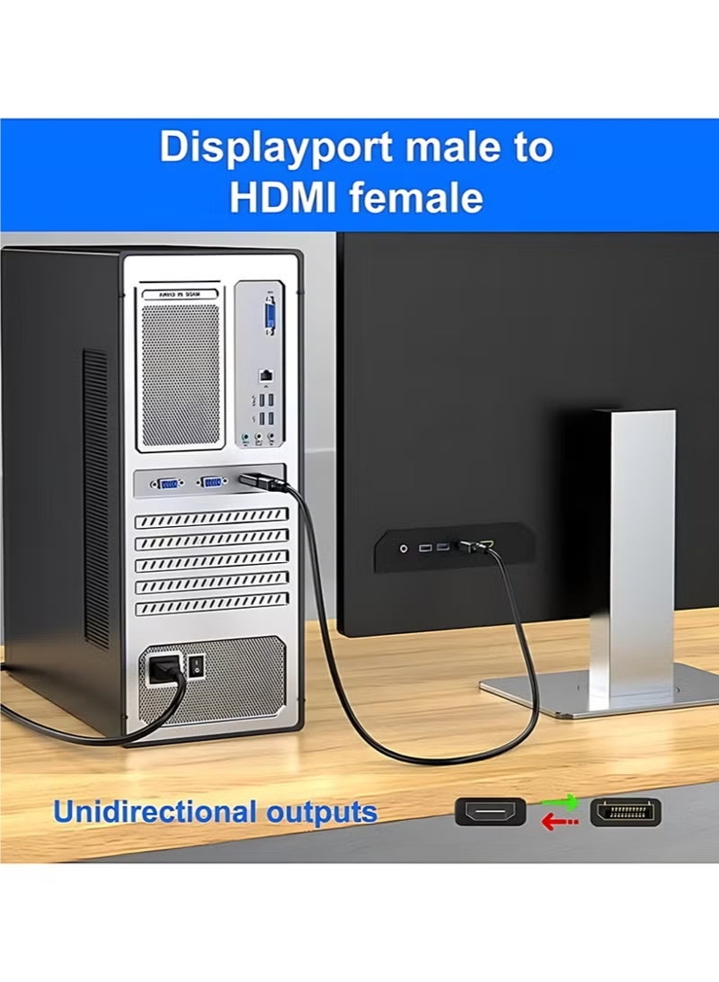 محول DisplayPort إلى HDMI بدقة 4K، عبوتان، محول أحادي الاتجاه من DP إلى HDMI للشاشات، من DisplayPort ذكر إلى HDMI أنثى، متوافق مع Lenovo وDell وHP وغيرها من العلامات التجارية - Image 5