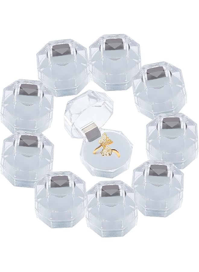 The Bros 40Pcs White Transparent Plastic Ring Boxes Crystal Earrings Jewelry Storage Boxes Display Organizer Case with Foam for Storing Rings Jewelry Earrings Wedding Proposal, 1.5×1.5 Inch  - Image 1