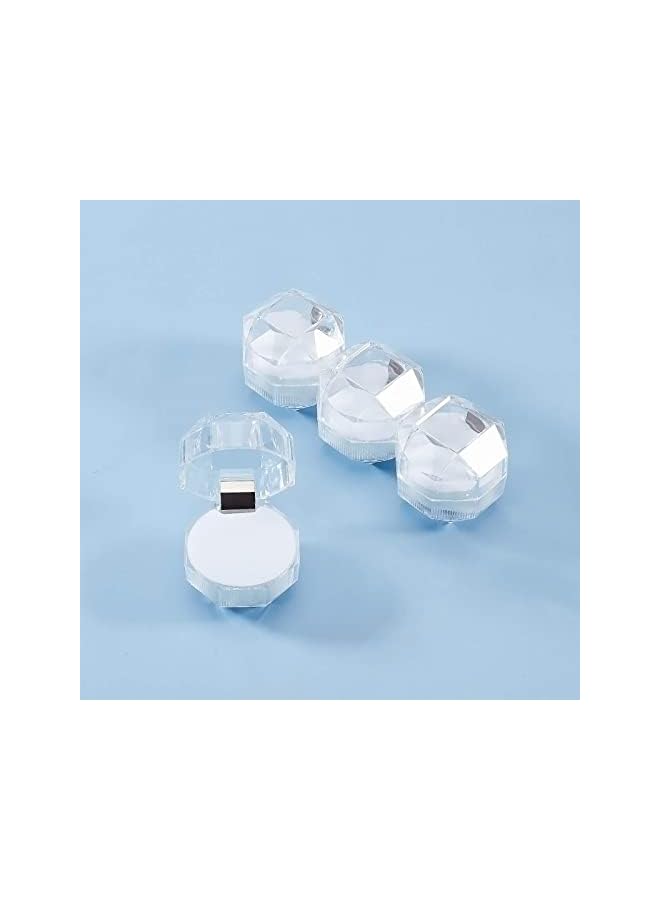 The Bros 40Pcs White Transparent Plastic Ring Boxes Crystal Earrings Jewelry Storage Boxes Display Organizer Case with Foam for Storing Rings Jewelry Earrings Wedding Proposal, 1.5×1.5 Inch  - Image 4