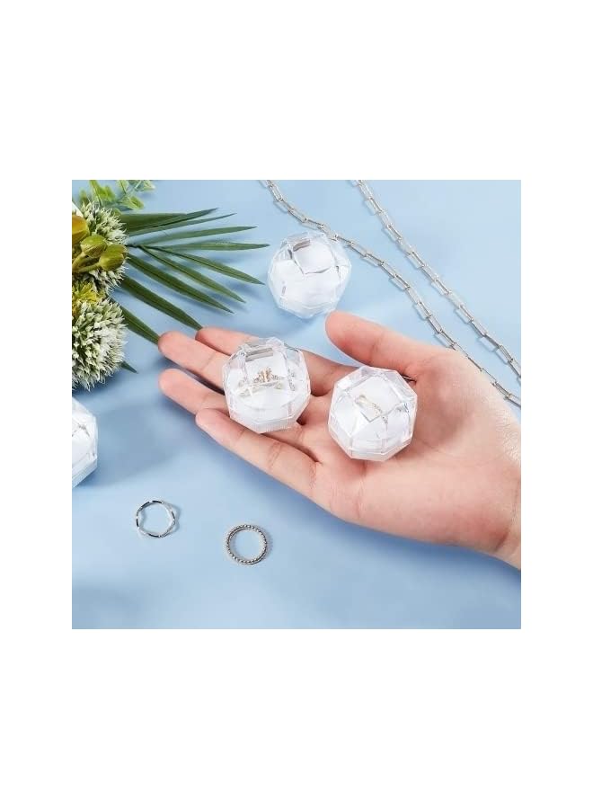 The Bros 40Pcs White Transparent Plastic Ring Boxes Crystal Earrings Jewelry Storage Boxes Display Organizer Case with Foam for Storing Rings Jewelry Earrings Wedding Proposal, 1.5×1.5 Inch  - Image 3